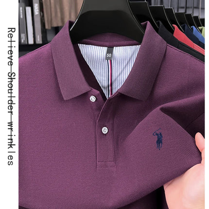High-end brand 100% cotton long sleeve polo shirt, fashion luxury, pony embroidery, business casual comfort, new Paul men's T-shirt