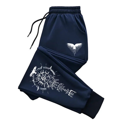 Autumn Winter Men Casual Pants Comfort Joggers Sporty Sweatpants Outdoor Raven Runes Design 2025 New Fashion Trend