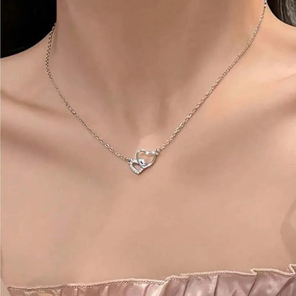 Heart Pendant Necklace Rhinestone / Collier Pendentif Cœur Strass