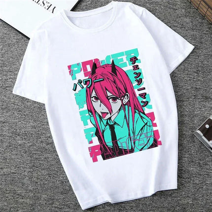 Japanese Anime Denji Tshirt Unisex Chainsaw women T Shirt Women Funny Cartoon Pochita Makima T-shirt Graphic Tees Tops Female 90