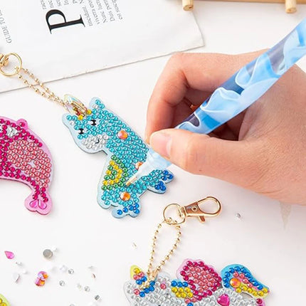 Mermaid Diamond Painting Stickers Kits DIY Double Side Big Gem 5D Keychain Arts Crafts Girls Dot Painting Kits for Beginners