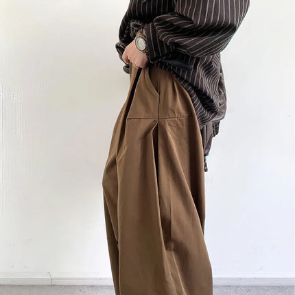 Vintage Brown Baggy Cargo Pants Men Koraen Harajuku Suit Pants Office Casual Trousers Male Wide leg Work New