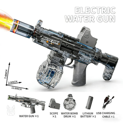 Space Electric Water Gun Energy Ring Burst Transformation LED Lights Large Capacity Full Auto Continuous Fire Squirt Gun Toy