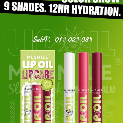 MLSMILE 3pcs/set Press Lipstick Solid Lip Gloss Long-lasting Easy Color Moisturizing Lip Gloss Pearl Mirror Lip Gloss