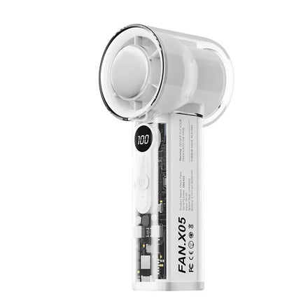 TINSOL Mecha Transparent Mini Electric Fan 3000mAh with LCD Display, 100 Speed Adjustments, USB Portable Outdoor Turbo Fan