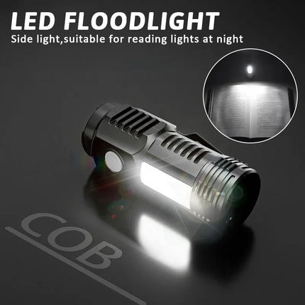 Portable Mini LED Handheld Flashlight Powerful Fingertip Torch Outdoor Waterproof Hiking Camping Flash Light with Pen Clip