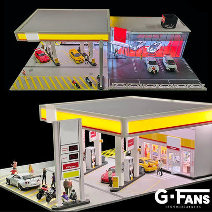 1:64 Scale Miniatures Building Scene Car Parking Lot Model Lighting Version Car Garage Diorama Models Simulation Collection Gift