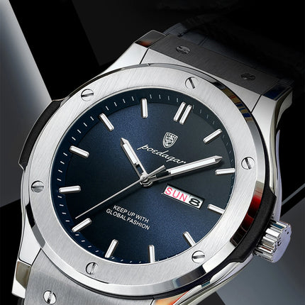 POEDAGAR Luxury Business Watch For Men Waterproof Luminous Date Week Man Wristwatch Silicone Strap Fashion Quartz Men's Watches