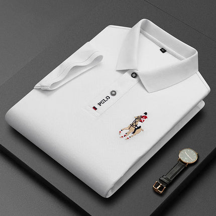 Brand Embroidered Men's Pure Cotton Popsicle Cotton Short Sleeve Polo Shirt Summer New Business Casual Breathable Men's Top 4XL