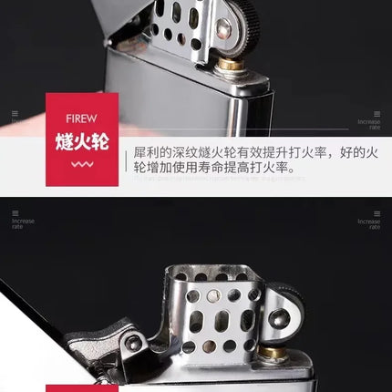 Zorro brass kerosene windproof lighter with personalized creativity, ultra-thin square angle smooth kerosene machine