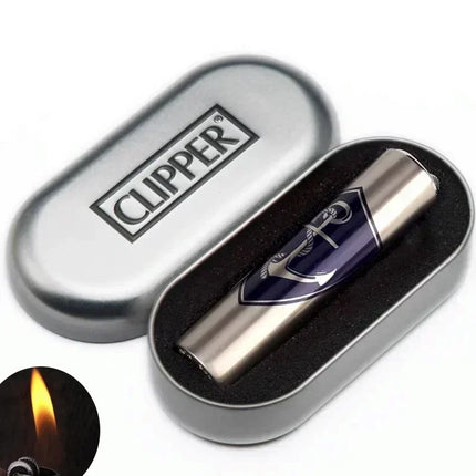 Clipper Portable Grinding Wheel Flint Inflatable Lighter Metal Smokeless Butane Gas Smoking Ignition Tool Accessories Box