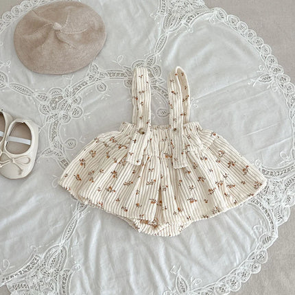 Spring New Infant Baby Girl Free Matching Clothes Set for Newborns Cute Girls Bottoming Shirt + Floral Cordury Bodysuit Suit