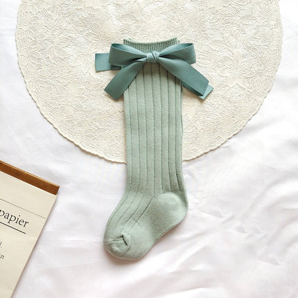 14 Colors Princess Girls Long Sock Big Bowknot Infant Baby Stockings Kids Cotton Sock Knee High Breathable Soft Children Socken