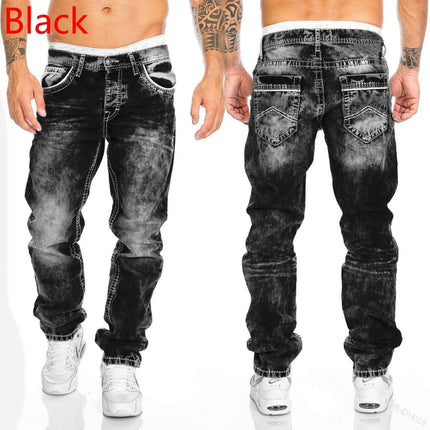 New 2025 high-quality Fashion Casual Cotton Business Black Denim Pants Male Trousers Men's Stretch Regular Fit Jeans S-XXXL