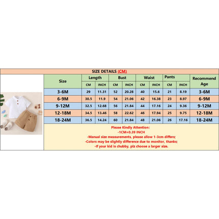 3-24 Months Infant Baby Boy Clothes Set White Short Sleeves T-shirt Shorts 2PCS Summer Daily Casual Outfit for Toddler Boy