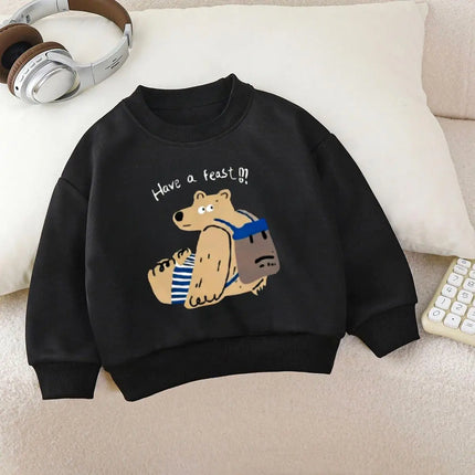 Autumn Boys And Girls Bear Sweatshirt Have a Reast Pattern Pullover Casual Outfit Pullover High Quality Baby Costume Toddler Top