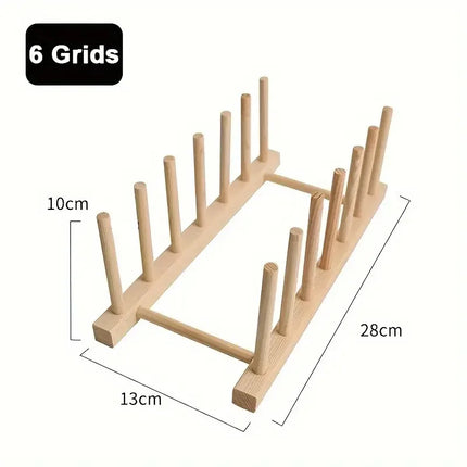 Wooden Plate Rack Kitchen Dishes Stand Plate Dish Drying Rack Cutting Boards Cups Organizer Shelf Multifunctional Display Stand