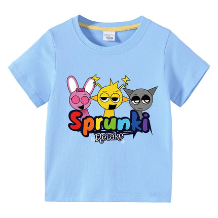 Cartoon Sprunki T Shirt Kids Incredibox Cotton T-shirts Toddler Girls Short Sleeve Tops Boys Summer Clothes Children's Clothing