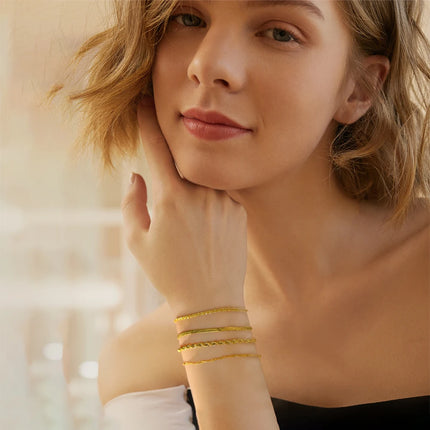Skyrim Stainless Steel Gold Color Bracelet Twist Figaro Cuban Chain Bracelets Women Trendy Minimalist Jewelry Gifts Wholesale