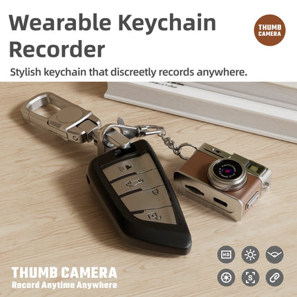 1080P HD Retro Thumb Camera Wearable Portable Mini Keychain Camera for Outdoor Travel Photography VLOG