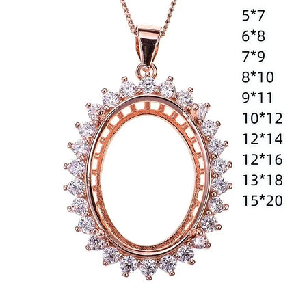 MeiBaPJ Inlay Multi Size Oval Gemstone S925 Sterling Silver DIY Empty Pendant Holder for Women Fine Charm Wedding Jewelry