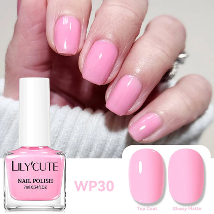 LILYCUTE 7ml Water-based Nail Polish Red Glitter Sequins Long Lasting Quick Drying No Need of Lamp to Cure Vernis for Nails