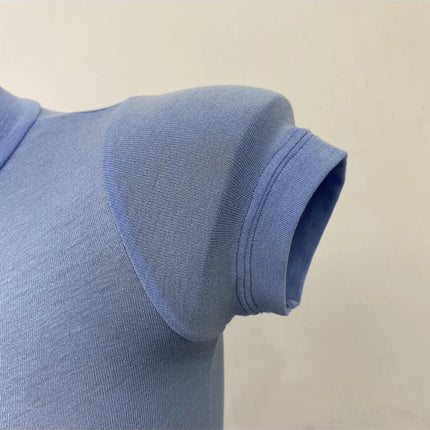 Korean Transparent Short-Sleeved Slim-Fit Elastic Solid Color Bottoming T-shirt with Half-High Collar - Sexy Big Chest T-shirt