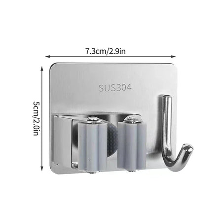 Wall Mount Mop Organizer Holder Broom Hook Stainless Steel Storage Hook Kitchen Bathroom Organization Accessories
