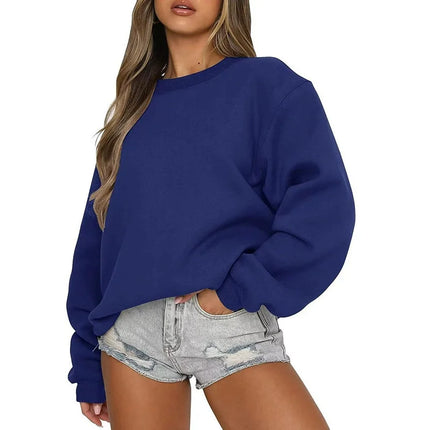 Spring Autumn Women's sweatshirt daily Casual Pullover Solid Color Sportswear comfort O-Neck Tops Loose long sleeve sweatshirt