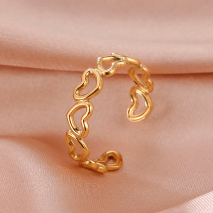 Skyrim Stainless Steel Women Rings Geometric Heart Aesthetic Adjustable Open Finger Ring Fashion Party Jewelry Gifts Wholesale