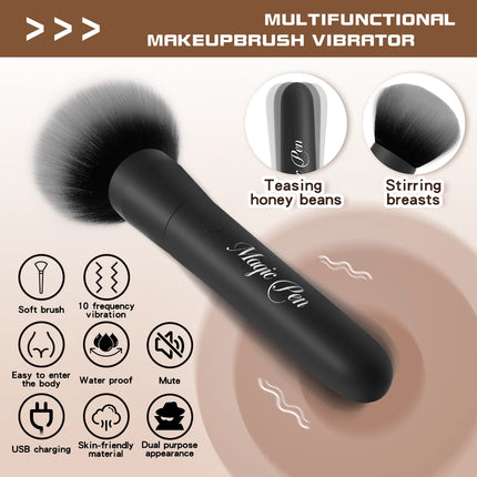 Makeup Brush G Spot Vibrator Sex Toys Powerful Vibrating Vagina Nipple Orgasm Stimulator USB Wireless Charging AV Stick Massager