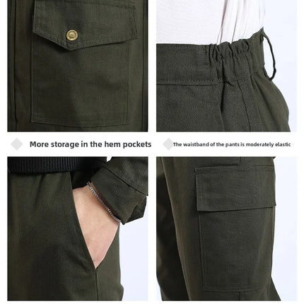 Thickened Work Uniform Set for Men Spring Autumn Auto Repair Welding Heat Resistant Wearable Labor Protection Clothing for Co...