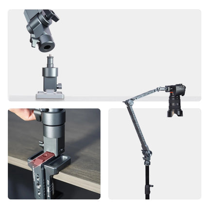 Aluminum Alloy Boom Arm Stand, 360° Rotatable Desktop Mount for Live Streaming, Video Recording, Phone iPad Tablet Holder