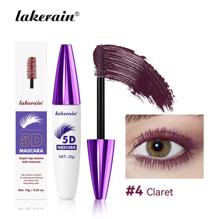Lakerain 5D Mascara Eyelashes Lengthening Long-Lasting Intense Black Waterproof Nourishing Smudge-Proof Mascara Eye Makeup