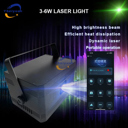 Ybeiyuan 3W 4W 5W 6W RGB Animation Laser Scanner Projector Stage Light DJ Disco Bar Club Party Wedding Christmas Effect Light