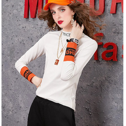 Autumn New Women's Long-sleeved T-shirt Half-high Collar Women's Top Woman clothing Female clothing