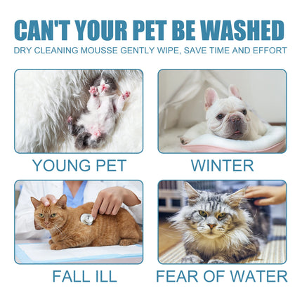 YEGBONG Pet Dry Shampoo Gentle Odor Neutralizing Hair Softening No Rinse Vet Recommended for Puppies Kittens Sensitive Skin