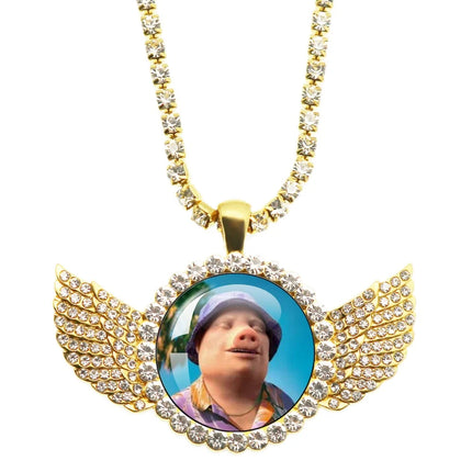 John Pork Is Calling Answer Call Phone Humor Funny Pig Graphic Glass Cabochon Angel Wings Pendant Necklace Jewelry Giftwholesale