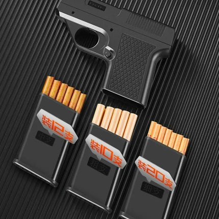 Pistol Style Lighters with 3 Cigarette Case Jet Turb Lighter Gas Lighter Capacity 10PCS Windproof Cigar Lighter Gadgets for Men