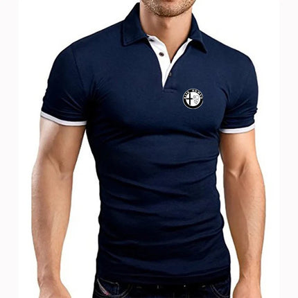 2025 Summer Man's Ayrton Senna Logo Print Trendy Breathable Loose New Solid Color Casual Short Sleeve Lapel Collar Polo Shirt
