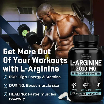 L-Arginine - Strengthen Muscles, Improve Blood Circulation, and Boost Energy, Endurance and Athletic Performance