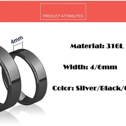 4mm 6mm 8mm Wide Stainless Steel Rings High Polished 2020 New Fashion Classic And Generous For Men's And Women's Ring Jewelry Gi