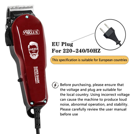 WALUX Professional AC Hair Clipper, 10W Strong Power 2M Cord with 8 Adjustable Guide Combs for Men Home Barber Haircuts