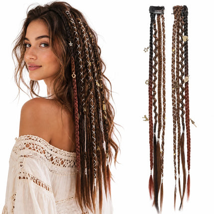 Synthetic Bohemian style clip braid hair extension wig women braided twist braid hair accessories hair extension wig