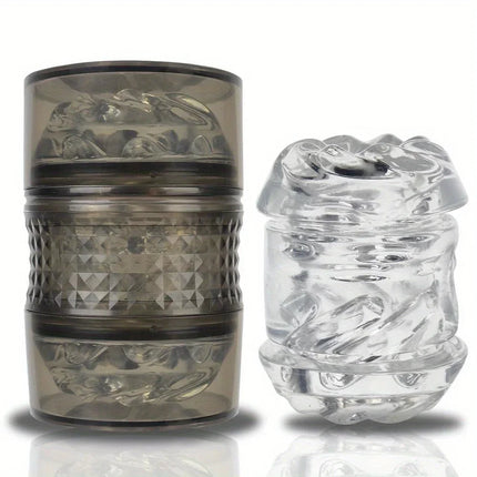 1pc Men'S Fun Adult Toy Transparent Double Channel Cup with 3D Realistic Texture Easy to Clean No Battery Manual Airplane Cup