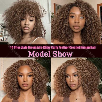 #27 Honey Blonde Small Spirals Curly Feather Human Crochet Hair Extensions Miracle Knots Pre-Separated Pixie Curls Crochet Hair