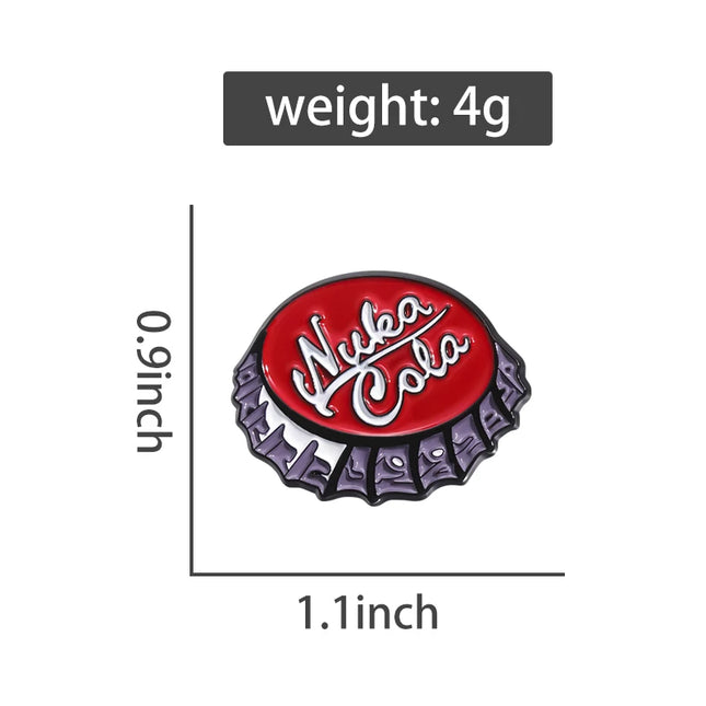 2 Styles Nura Cola TM Enamel Pins Creative Coke Bottle Cap Badges Backpack Lapel pins Brooches Cartoon Jewelry Accessories Gifts