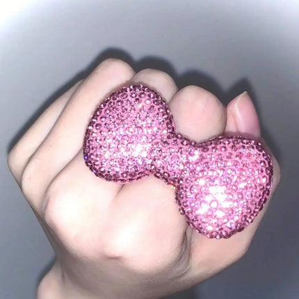 Y2k Millennial Super Flash Visual Series Kitty Pink Bow Adjustable Opening Rings for Women Finger Charms Jewelry Accessory Gifts