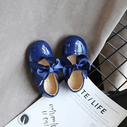 Toddlers Girls Shoes Children's Flats PU Patent Leather Kids Dress Shoes Soft Cute Princess Sweet With Butterfly-knot Bowtie New