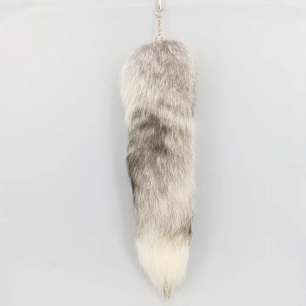 natural fox fur tail keychain furry 2024 chic y2k  beautiful accessory length 40 cm Car Keychains For Women